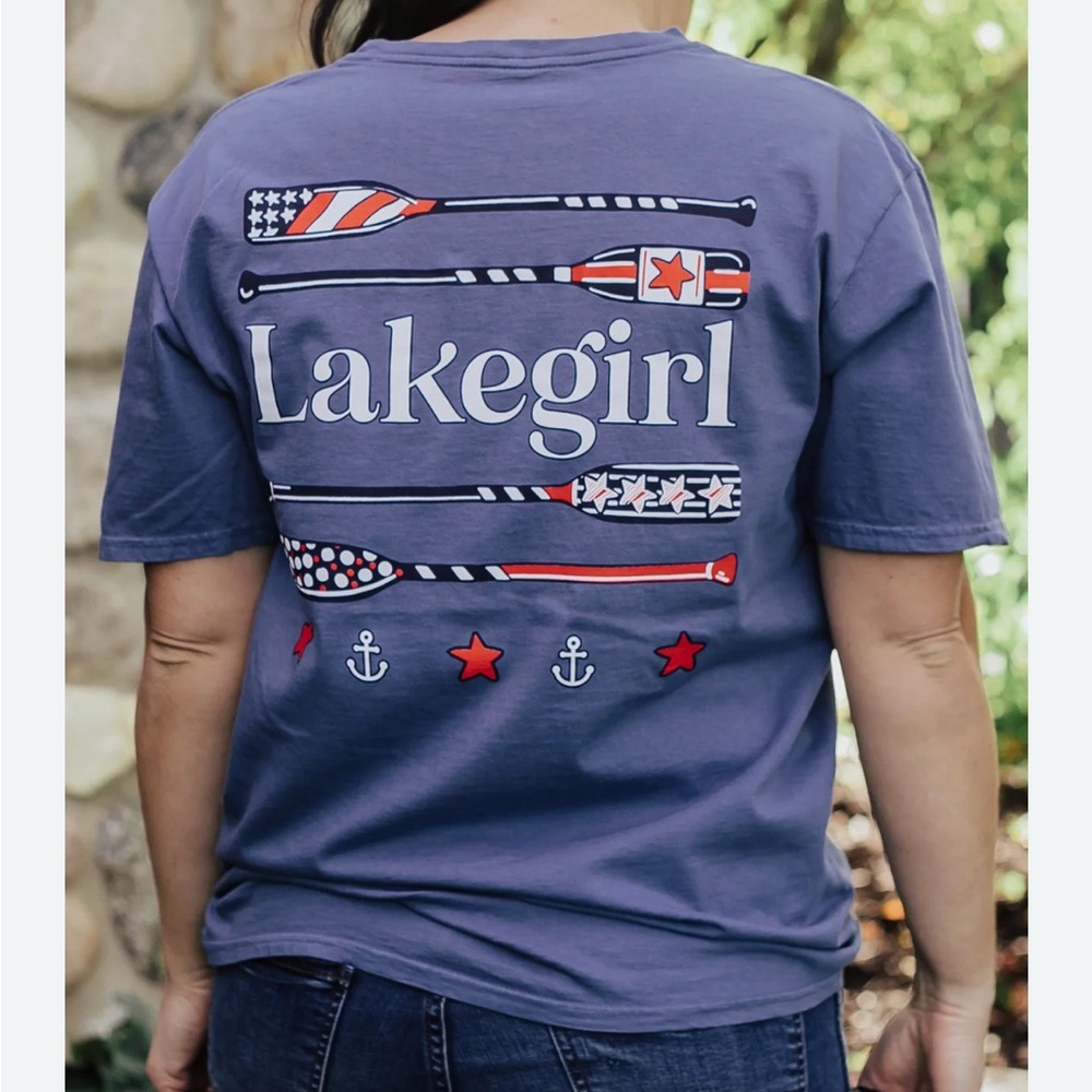 Lake Girl Americana paddles red white blue t-shirt xxl women’s